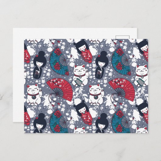 Kokeshi Postkarte (Vorne/Hinten)