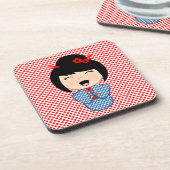 Kokeshi Puppe 1 Untersetzer mit Korkrücken - Set v (Linke Seite)