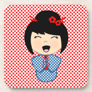 Kokeshi Puppe 1 Untersetzer mit Korkrücken - Set v