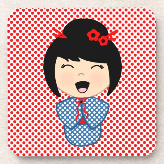 Kokeshi Puppe 1 Untersetzer mit Korkrücken - Set v (Vorderseite)