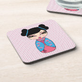 Kokeshi Puppe 2 Untersetzer mit Korkrücken - Set v (Linke Seite)