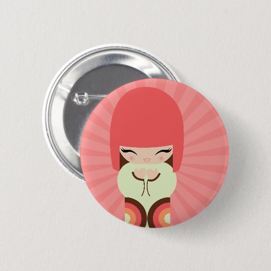 kokeshi Puppe Button (Vorne & Hinten)