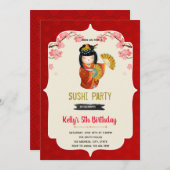 Kokeshi-Puppe Geburtstagseinladung Einladung (Vorne/Hinten)