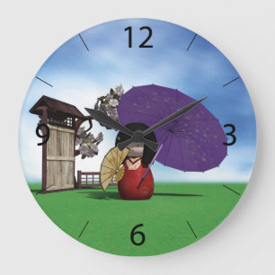 Kokeshi-Puppe Große Wanduhr