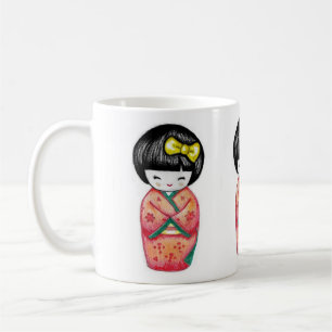 Kokeshi-Puppe - Kimono Geisha Mädchen Kaffeetasse