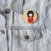 Kokeshi Puppe mit Sonnenblume Button (Beispiel)