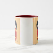 Kokeshi Puppe mit Sonnenblume Zweifarbige Tasse (Mittel)