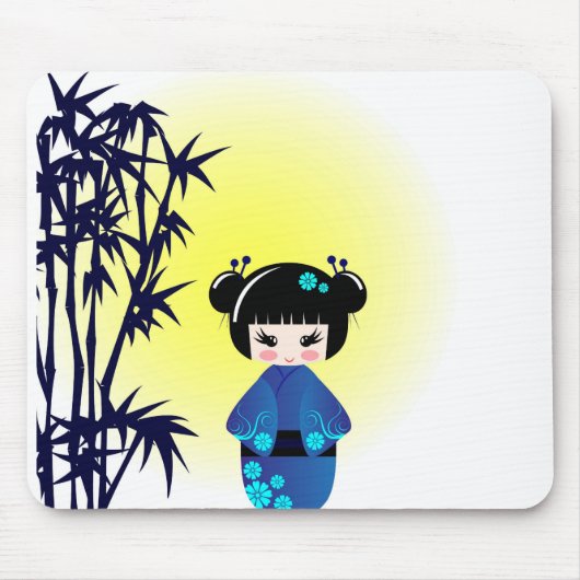 Kokeshi Puppe und Bambus Mousepad (Vorne)