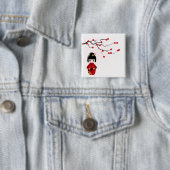 Kokeshi Puppe unter Kirschblüte-Niederlassung Button (Beispiel)