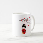 Kokeshi Puppe unter Kirschblüte-Niederlassung Kaffeetasse (VorderseiteRechts)