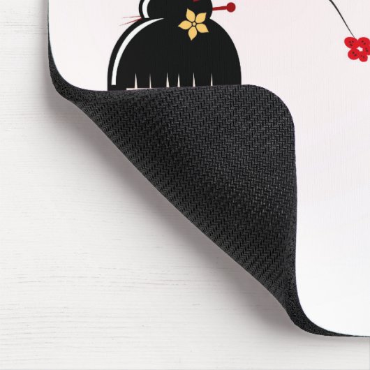 Kokeshi Puppe unter Kirschblüte-Niederlassung Mousepad (Ecke)