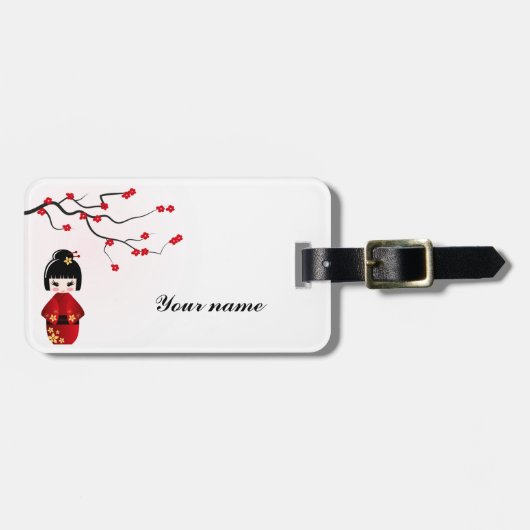 Kokeshi Puppen-Gepäckanhänger Gepäckanhänger (Vorderseite horizontal)