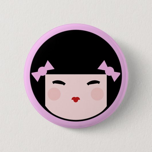 Kokeshi Puppen-Gesichts-Knopf-Abzeichen Button (Vorderseite)