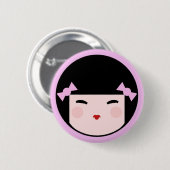 Kokeshi Puppen-Gesichts-Knopf-Abzeichen Button (Vorne & Hinten)
