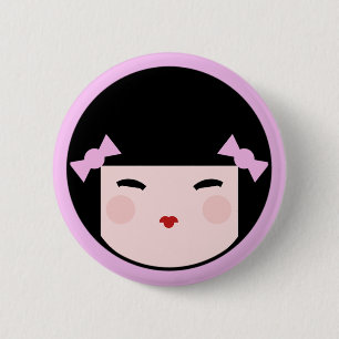 Kokeshi Puppen-Gesichts-Knopf-Abzeichen Button