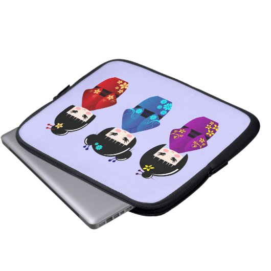 Kokeshi Puppen-Laptophülse Laptopschutzhülle (Vorne Knopf)