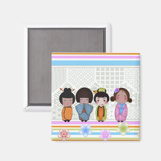 Kokeshi Puppen Magnet (Vorderseite/Rückseite)