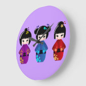 Kokeshi Puppen-Wanduhr Große Wanduhr (Winkel)