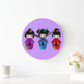 Kokeshi Puppen-Wanduhr Große Wanduhr (Zuhause)