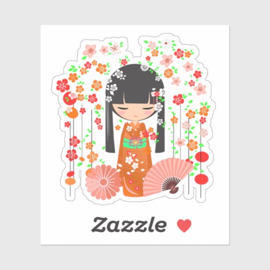 Kokeshi-Puppengarten Aufkleber (Blatt)