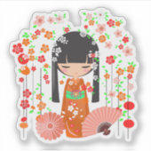 Kokeshi-Puppengarten Aufkleber (Vorderseite)