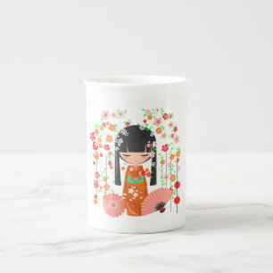 Kokeshi-Puppengarten Porzellantasse