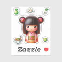 Kokeshi-Puppensticker, Niedlich Kokeshi