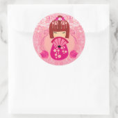 Kokeshi-Puppensticker Runder Aufkleber (Tasche)