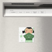 Kokeshi Star Square Magnet (In Situ (Geschirrspüler))