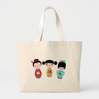 kokeshi Trio Jumbo Stoffbeutel