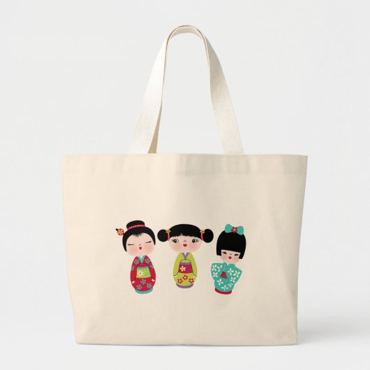 kokeshi Trio Jumbo Stoffbeutel (Vorne)