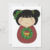 Kokeshi WeihnachtsKranz Einladung (Rückseite)