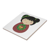 Kokeshi WeihnachtsKranz Fliese (Seite)