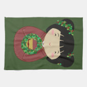 Kokeshi WeihnachtsKranz Geschirrtuch (Horizontal)