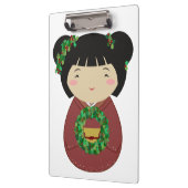 Kokeshi WeihnachtsKranz Klemmbrett (Links)
