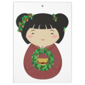 Kokeshi WeihnachtsKranz Klemmbrett (Rückseite)