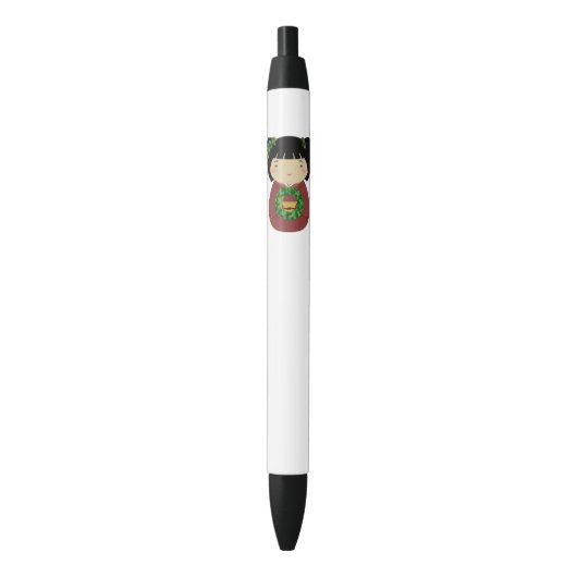Kokeshi WeihnachtsKranz Kugelschreiber (Vorderseite Vertikal)