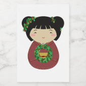 Kokeshi WeihnachtsKranz Lebensmitteletikett (Einzelnes Label)