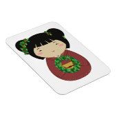 Kokeshi WeihnachtsKranz Magnet (Rechte Seite)