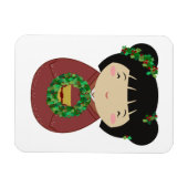 Kokeshi WeihnachtsKranz Magnet (Horizontal)