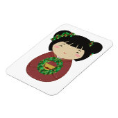 Kokeshi WeihnachtsKranz Magnet (Linke Seite)