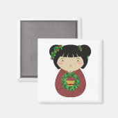 Kokeshi WeihnachtsKranz Magnet (Vorderseite/Rückseite)