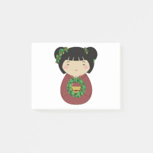 Kokeshi WeihnachtsKranz Post-it Klebezettel