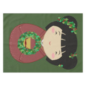Kokeshi WeihnachtsKranz Tischdecke (Vorderseite (Horizontal))