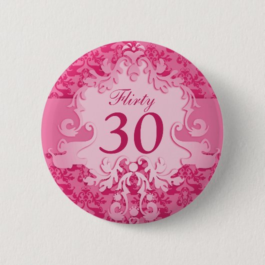 "Kokett 30" Damast Elefant rosa Taste/Abzeichen Button (Vorderseite)