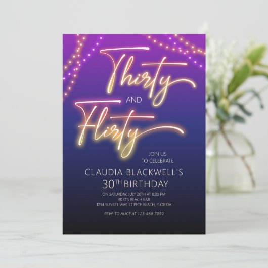 Kokett 30. Geburtstag Einladung (Stehend Vorderseite)