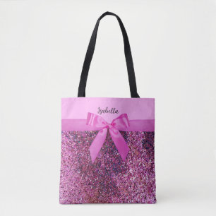 Kokett Bogen & Rosa Lila Glitter Schriftzug Name Tasche