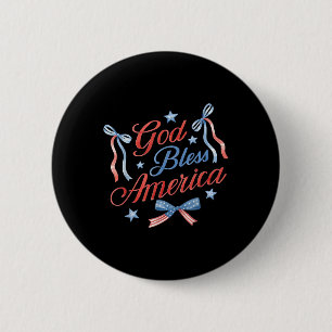 Kokette 4. Juli Gott segne Amerika Patriotisches C Button