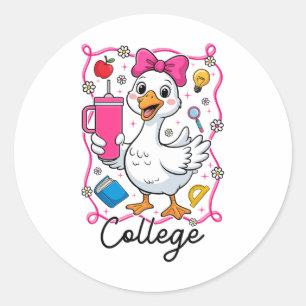 Kokette alberne Gans Collegemädchen 1. Tag von S Runder Aufkleber