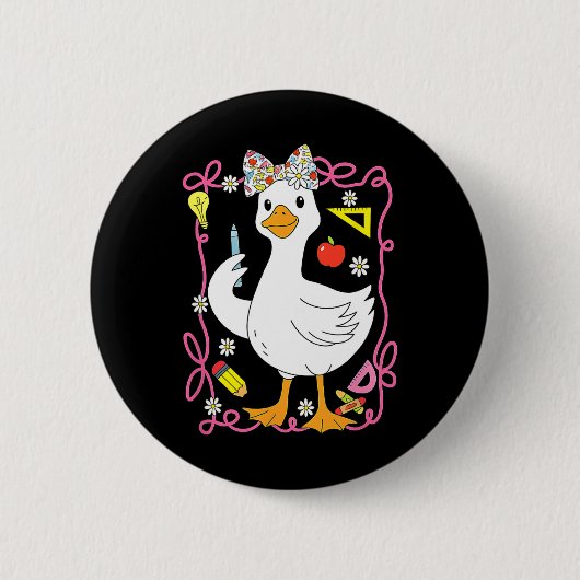 Kokette alberne Gans Lehrerin Retro Preppy Zurück Button (Vorderseite)